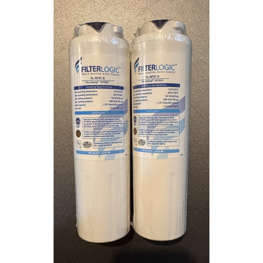 Lot of 2 NEW FilterLogic FL-RF07-S Refrigerator Water Filter.